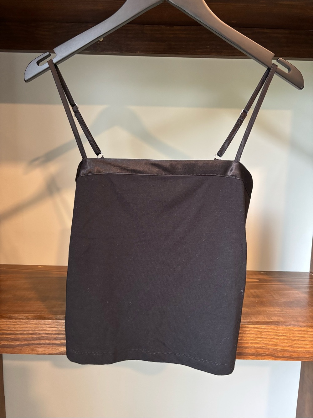J. Crew Black Satin-Trim Camisole
